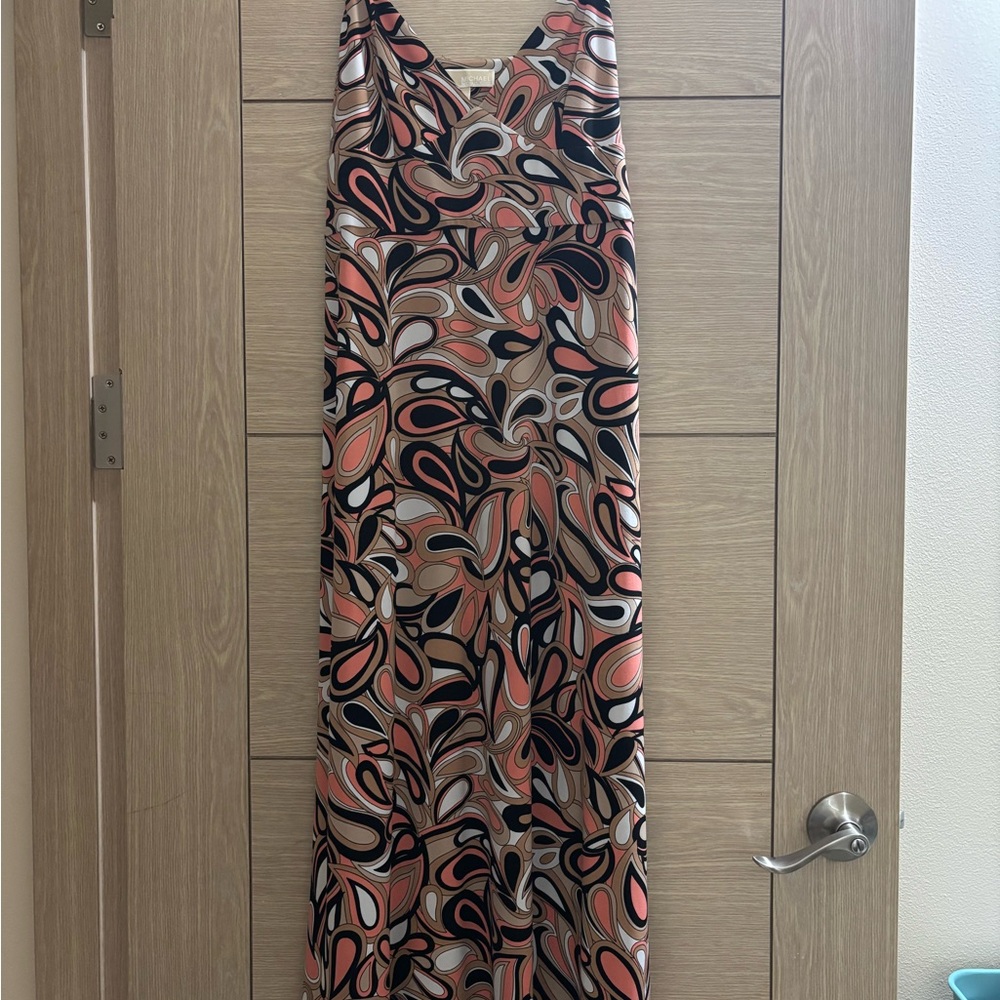Michael Kors Pink and Black Patterned Maxi Dress